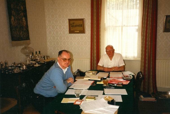 The Editorial Board at work: Father Frank Morrisey and Monsignor Mgr. Jean Thorn from Canada